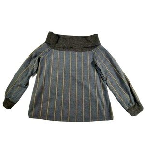 THML Sz Small Gray Striped Off the Shoulder Shirt Long Sleeve Blouse NEW…